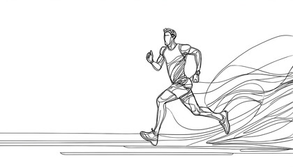One line drawing and continue for the sport, Running