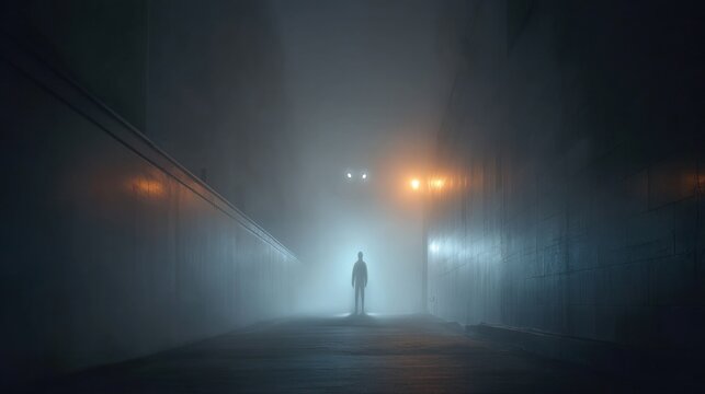 Fototapeta Foggy night alley