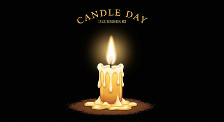 A stylized illustration of a candle, centrally positioned against a deep black background