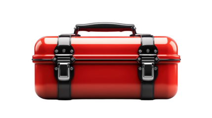 Red Toolbox with Latch on Transparent Background