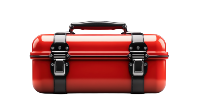 Red Toolbox with Latch on Transparent Background