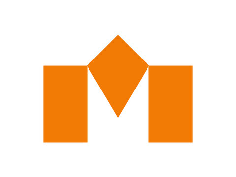 abstract m letter logo design with diamond symbol
