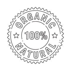 Circular stamp with text organic 100 percent natural and stars