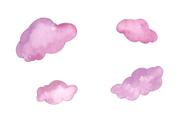 Soft pink watercolor clouds floating against a plain background for creative projects or designs