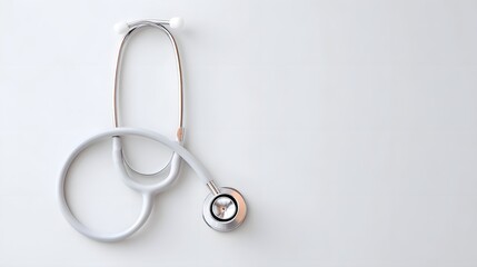 Detailed close up of a medical stethoscope on a stark white surface representing professional healthcare services patient care and diagnostic tools used by doctors and nurses