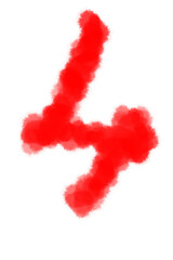 number 4 made of red fur brush vector illustration
