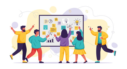 Team Of Professionals Brainstorming And Strategizing Ideas On A Whiteboard For Efficiency