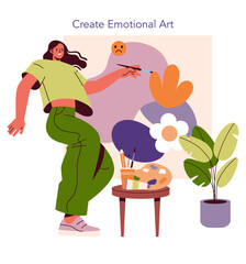 Artist Expressing Emotions Through Creative Painting