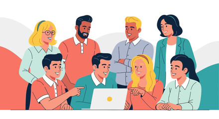 Teamwork And Collaboration: A Diverse Group Working Together On A Project Plan