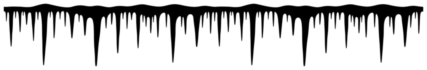 Icicles border silhouette vector – frozen dripping ice seamless decoration for winter banners and frames