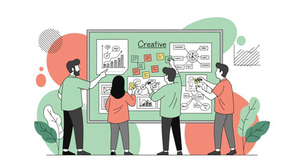 Teamwork And Creative Ideas Brainstorming On A Whiteboard For Project Planning