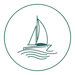 Minimalist sailboat inside round badge vector – elegant nautical travel logo