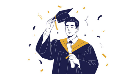 Obraz premium Thrilled Graduate Celebrates Success After Achieving Academic Excellence And Completion