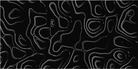Abstract topographic map contour lines in grayscale with a dark background creating a sense of depth and organic patterns
