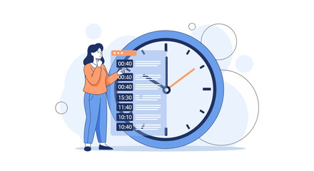 Woman Evaluating Schedule Displayed On The Clock Face for an Important Event