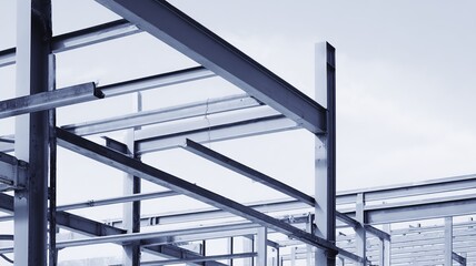 Steel framework structure of a building under construction