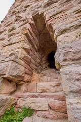 The ruins of a medieval castle located on a mountain in France, Alsace area