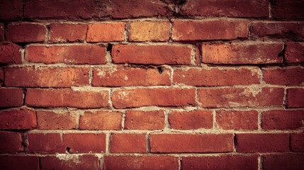 Obraz premium patina. Close-up of weathered red brick wall, warm tones and natural texture evoking rustic charm and history. real-estate listings.