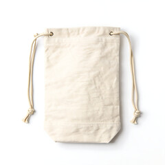 A simple, natural-colored canvas drawstring bag mockup, perfect for eco-conscious branding.