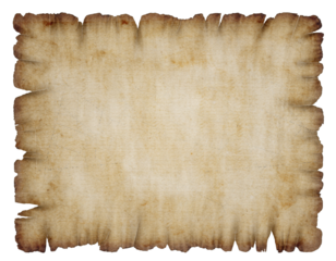 A vintage, aged parchment with a textured surface and frayed edges, resembling an ancient manuscript or document.