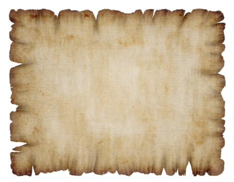 A vintage, aged parchment with a textured surface and frayed edges, resembling an ancient manuscript or document.