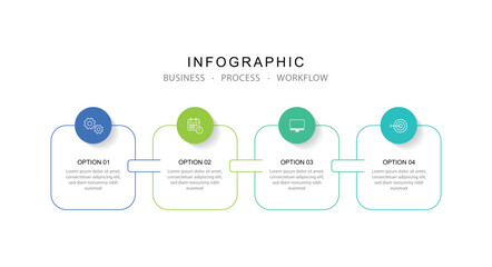 Naklejka premium Modern business 4 step process infographic timeline.