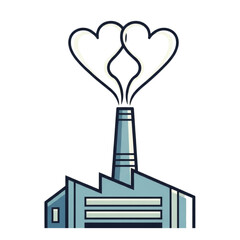 Factory Chimney Emitting Heart- Shaped Smoke love