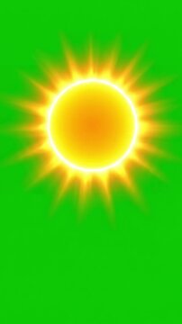 Radiant Sunburst Element with sun rays green screen background distortion, overlay, glitch, static noise, scan lines on black background, 4k animated video loop