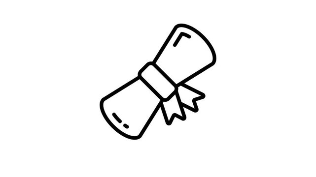 Get this outline style animated icon of graduation degree scroll