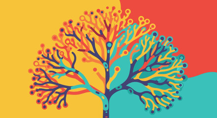 Vibrant and Colorful Abstract Tree Illustration.