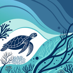 Naklejka premium Underwater Blue Color Design Abstract Ocean Sea Water Marine Deep Aqua Turquoise Navy Gradient Modern Artistic Background Pattern Texture