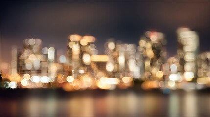downtown. City skyline at night with bokeh lights captures an abstract urban landscape in atmospheric glow. travel magazines, destination branding, designed for travel destination branding.