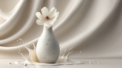 Obraz premium Flower vase with splash of milk
