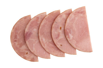 round piece of ham isolated