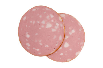 mortadella sausage isolated on white