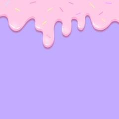 melting icing , candy glaze cake dripping sweet ice cream illustration