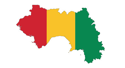 Guinea map with national flag colors in flat design