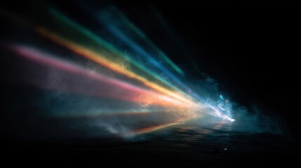 Colorful lights in dark space