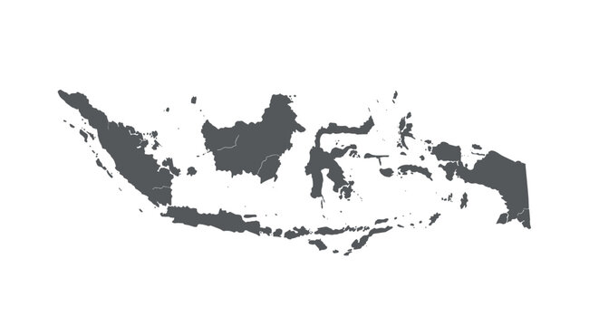 Minimalist grey silhouette map of indonesia