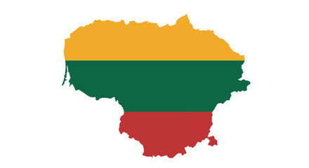 Lithuania map silhouette with national flag colors