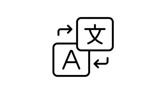 A premium outline animated icon showing language learning