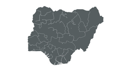 Simplified outline map of nigeria with state boundaries