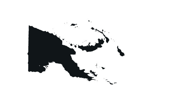 Papua new guinea map in black silhouette style on white background