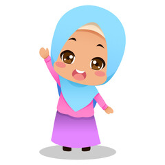 MUSLIM CARTOON CHILDREN VECTOR ILLUSTRATION 4 hello