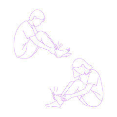 Line art illustration of foot pain