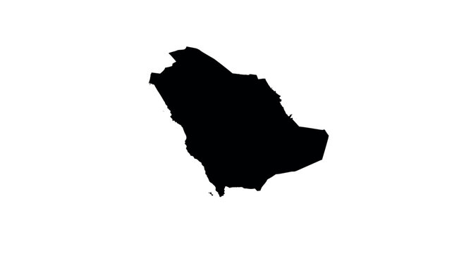 Saudi arabia country silhouette map on white background