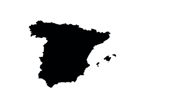 Black silhouette of spain with balearic islands on white background