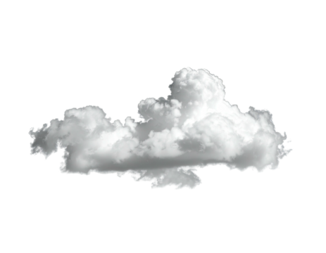 Isolated fluffy cumulus cloud with soft edges against a stark black backdrop