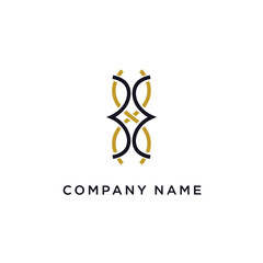 Elegant abstract logo design featuring intertwined gold and black shapes for branding.