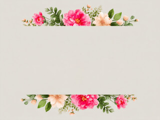 花柄のフレーム　グレーの背景